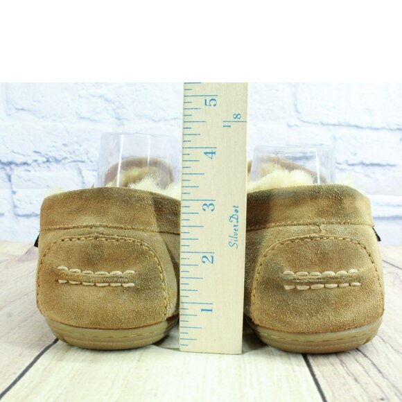 LL Bean Brown Suede Wicked Good Shearling Lined Venetian Slippers Size 10 M - Picture 6 of 9